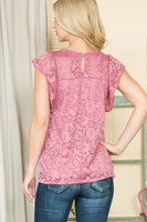 Stretch Lace Flutter Sleeve Top