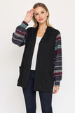 Bishop Sleeve Open Cardigan With Pockets