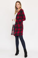 Long Buffalo Plaid Open Cardigan