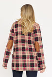 Plaid Contrast Elbow Patch Cardigan