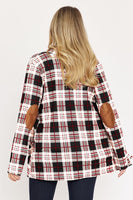 Plaid Contrast Elbow Patch Cardigan