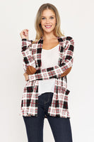 Plaid Contrast Elbow Patch Cardigan