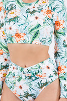 TWO PIECE FLORAL PRINTS LONG SELEEVES