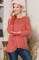 Front Twist Stripe Knit Top