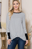 Front Twist Stripe Knit Top