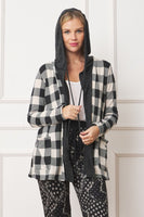 Buffalo Plaid Hooded Cardigan