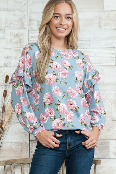 Floral Print Light Sweater Knit