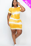 PLUS Size Stripe Tie-Dye Printed Midi Dress