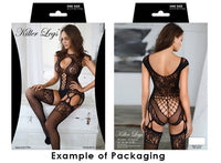 Diamond Net Long Sleeve Fishnet Dress w Thong