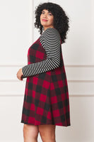 Plus Stripe Sleeve A- Line Mini Dress