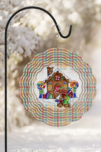 Colorful Holiday Gingerbread House Wind Spinner