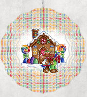 Colorful Holiday Gingerbread House Wind Spinner