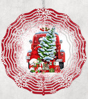 Red Christmas Truck Snow Wind Spinner