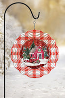 Red Snowy Barn and Truck Christmas Wind Spinner