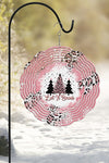 Pink Let it Snow Leop Trees Christmas Wind Spinner