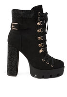 Birch Diamante Set Block Heeled Ankle Boot