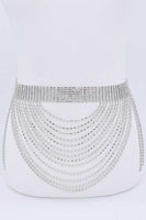 Fringe Rhinestone Curtain Belt