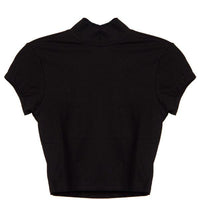 Turtleneck Crop Top Shirt Short Sleeve