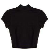 Turtleneck Crop Top Shirt Short Sleeve