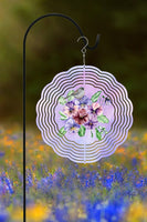 Spring Decor Purple Floral Bird Wind Spinner