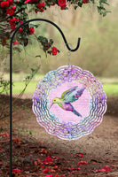 Pink Purple Green Hummingbird Wind Spinner