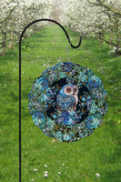 Blue Black Owl Spring Garden Wind Spinner