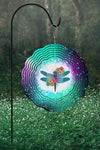 Vibrant Purple Green Dragonfly Spring Wind Spinner