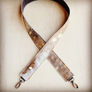 Hair Hide Leather Strap in Mixed Metallic