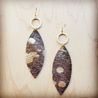 Narrow Oval Earrings Hair Metallic w/ Gold Hoop