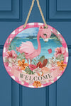 Welcome Flamingo Summer Sign Door Hanger