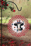 Patriotic USA America Cow Garden Wind Spinner