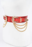 Double Buckle Metallic Stretch Belt