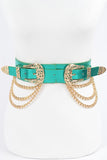 Double Buckle Metallic Stretch Belt