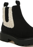 Mothman Faux Fur Detail Chunky Ankle Boots