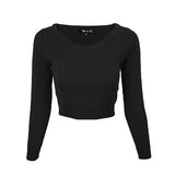 Round Neck Long Slv Crop Sweater Knit Crop Top