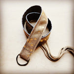 Tan Metallic Hide Leather Belt w/ Leather Fringe