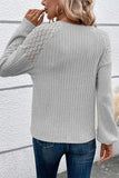 Contrast Lace Raglan Sleeve Buttoned Ribbed Top