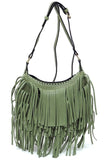 Fringe Hobo Crossbody Bag