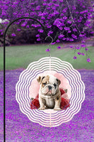 Valentine's Day Bulldog Pup Garden Wind Spinner