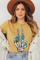 Western Skeleton Concho Rings Graphic T Shirts