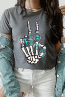 Western Skeleton Concho Rings Graphic T Shirts