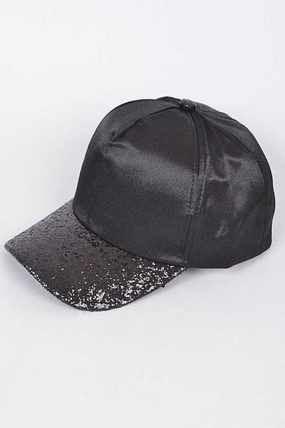 Glitter Brim Satin Cap