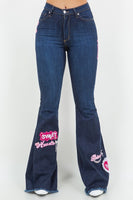 SweetHeart Bell Bottom Jean in Dark Denim