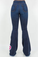 SweetHeart Bell Bottom Jean in Dark Denim