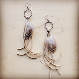 Boho Bone Leather Tassel Earring Spot Feather