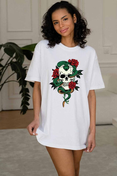 Skull Roses Graphic Tee