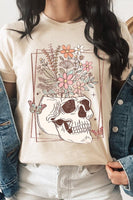 Floral Skull Graphic T Shirts