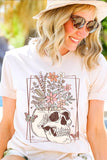 Floral Skull Graphic T Shirts