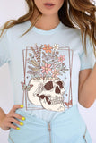 Floral Skull Graphic T Shirts