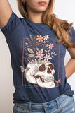 Floral Skull Graphic T Shirts